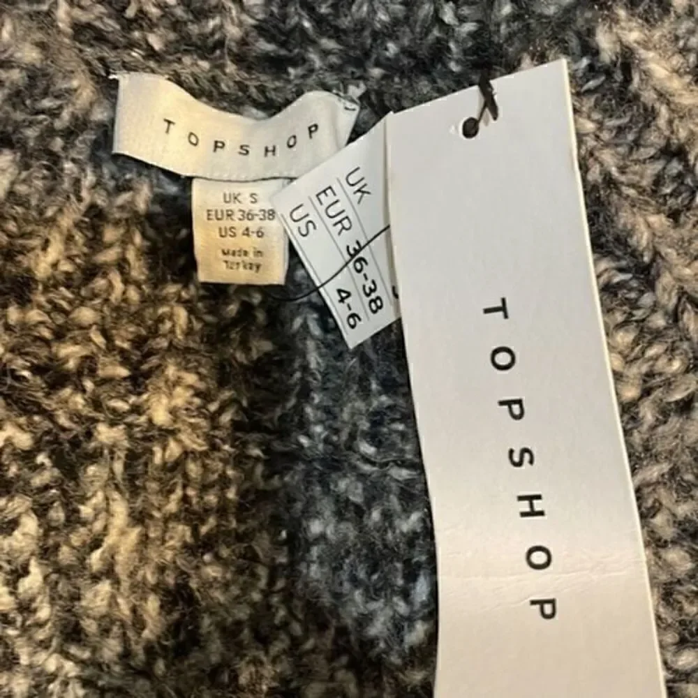Topshop Black Multi Braided Cable Mock Neck Sweater Small